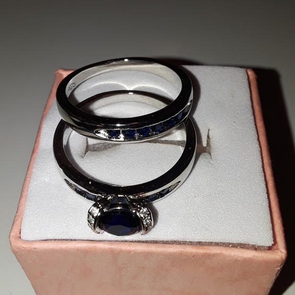 Sterling silver wedding ring set size 9 - Picture 4 of 5